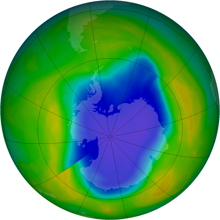 Antarctic ozone map for 13 November 2007